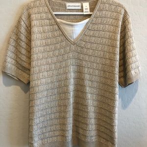 Alfred Dunner Short Sleeve XL Sweater/Top Tan.